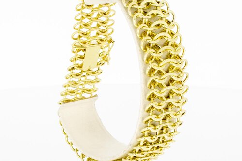 14 Karat geflochtenes breites Gold Armband - 22 cm