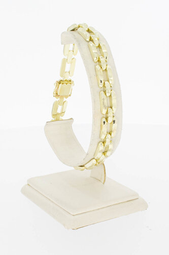 14 Karat breites Goldbarrenarmband - 21,5 cm