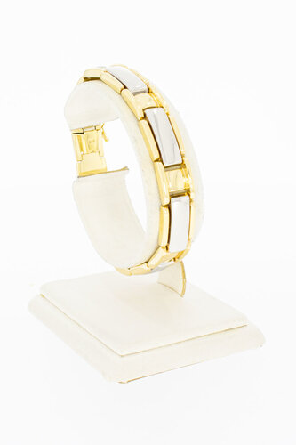 Bicolor 14 Karat Plätchen Gold Armband - 18 cm