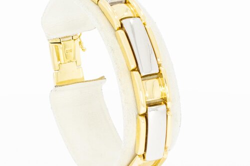 Bicolor 14 Karat Plätchen Gold Armband - 18 cm