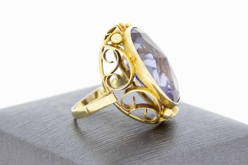 14 Karat Gelbgold Marquis Ring mit Amethyst