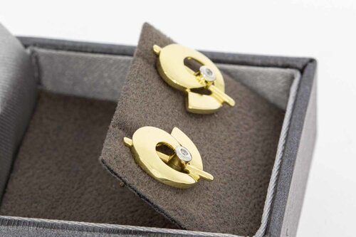 14 Karat Goldene Diamant Ohrstecker - 1,2 cm