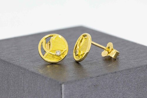 18 Karat goldene Ohrstecker mit Diamant - 9,1 mm