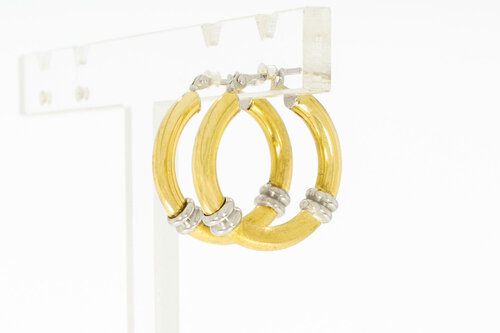 Bicolor Ohrringe 18 Karat Gold - 2 cm