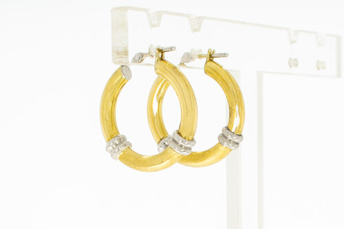 Bicolor Ohrringe 18 Karat Gold - 2 cm