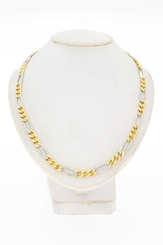 Figaro Kette 18 Karat Bicolor Gold - 49,9 cm