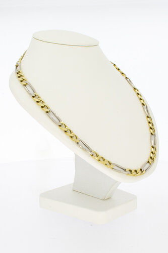 Bicolor Figaro Kette aus 14 Karat Gold - 65,4 cm