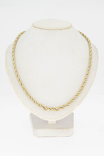 14 Karat Bicolor Kordel Goldkette - 47 cm