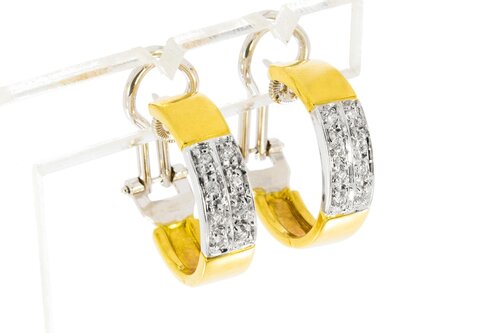 Bicoclor 18 Karat Gold diamant Kreolen