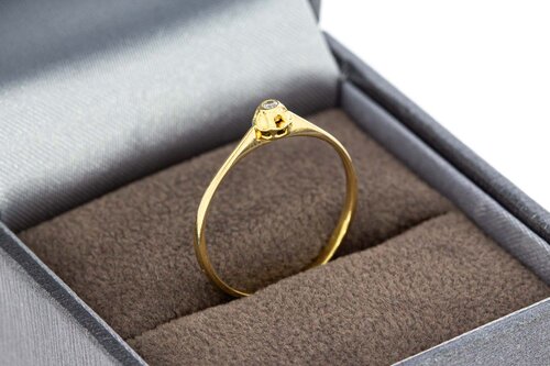 Diamant Solitärring 14 Karat Gold - 16,3 mm