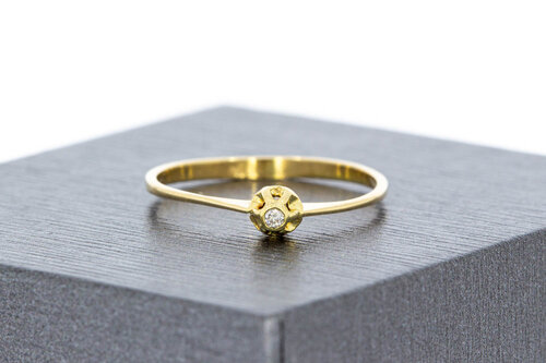 Diamant Solitärring 14 Karat Gold - 16,3 mm