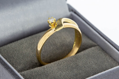 Geschwungene Diamanring 585 Gold - 18,4 mm