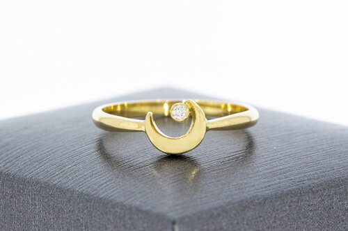 14 Karat Gold Halbmondring mit Diamant - 17,2 mm