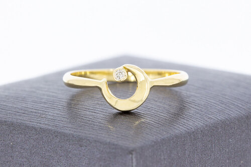 14 Karat Gold Halbmondring mit Diamant - 17 mm