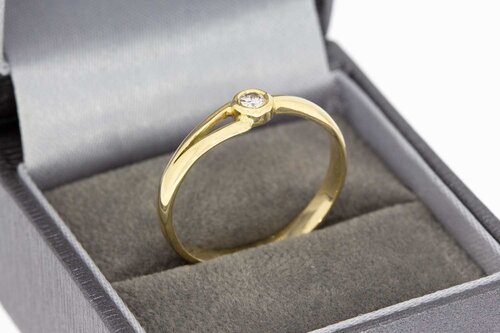 Solitärring 14 Karat Gold mit Diamant - 19,9 mm