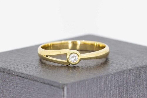 Solitärring 14 Karat Gold mit Diamant - 19,9 mm