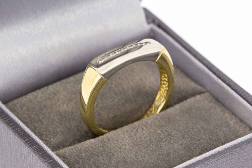 14 Karat Goldene Vorsteckring mit Diamant  - 17,9 mm