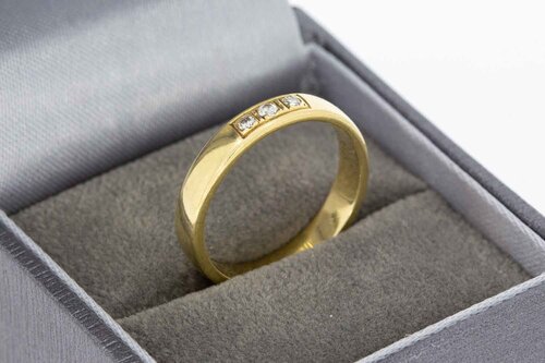 14 Karat Goldbandring mit Diamant - 18 mm