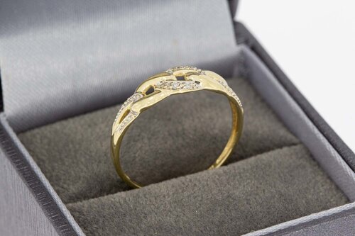 14 Karat Goldbandring mit Diamant - 18,7 mm