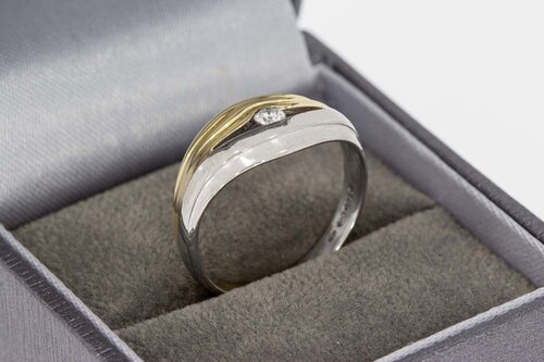 14 Karat GoldBandring mit Diamant - 18,4 mm