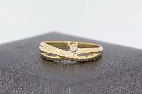 14 Karat Gold  geschwungene Diamant Ring - 17,2 mm