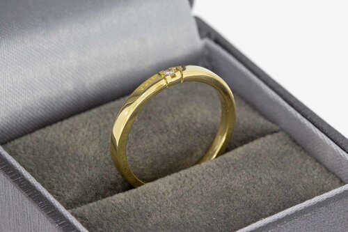 14 Karat Goldene Vorsteckring mit Diamant-17 mm