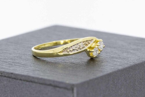 14 Karat Gold geschwungene Ring mit Diamant - 16 mm