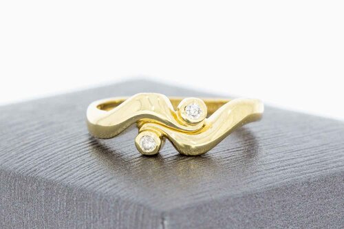 14 Karat Goldene geschwungene Ring mit Diamant - 17,5 mm