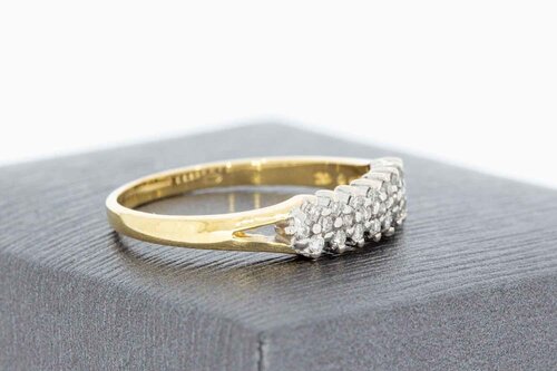 14 Karat Gold Vorsteckring mit Diamanten - 17,7 mm