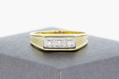 14 Karat Bicolor Gold Ring mit Diamant - 18,7 mm