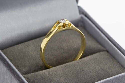 14 Karat Gold Solitärring mit Diamant - 17,3 mm