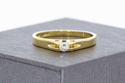 14 Karat Gold Solitärring mit Diamant - 17,3 mm