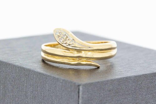 14 Karat geschwungene Gold Ring mit Diamant - 17,5 mm