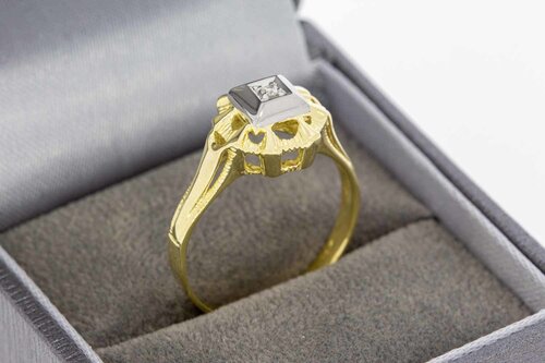 14 Karat Gold Solitärring mit Diamant - 18,3 mm