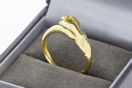 14 Karat Gold geschwungene Ring mit Diamant - 17,4 mm