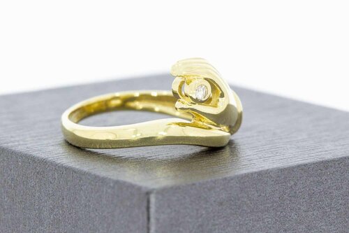 14 Karat Gold geschwungene Ring mit Diamant - 17,4 mm