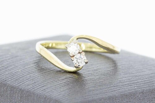 14 Karat Gold geschwungene Ring mit Diamant - 17,1