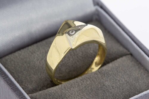 Bicolor 14 Karat geschwungene Diamant Goldring