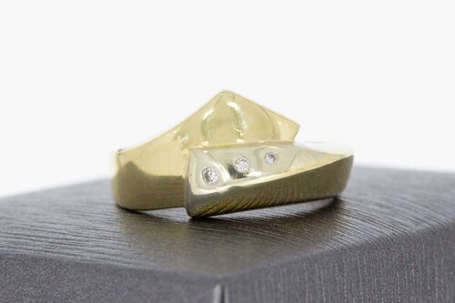 Bicolor 14 Karat geschwungene Diamant Goldring