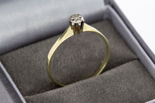 14 Karat bicolor Gold Solitär Diamant Ring - 18,9 mm