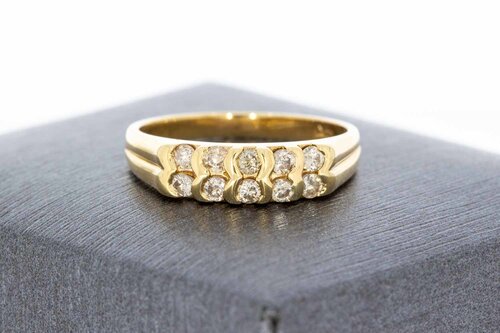 Bandring aus 14 Karat Gold mit zweireihigem Diamant - 17.2