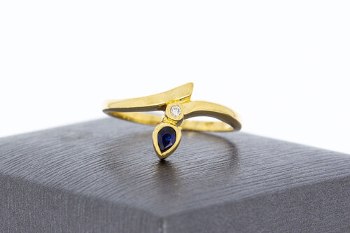 Diamantring mit Saphir 18 Karat Gold - 18,3 mm