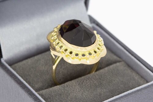 14 Karat Goldene Retro Granat Ring - 17,8 mm