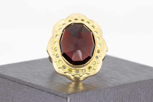 14 Karat Goldene Retro Granat Ring - 17,8 mm