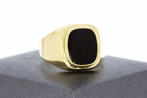 Onyx Siegelring 14 Karat Gold - 21,5 mm