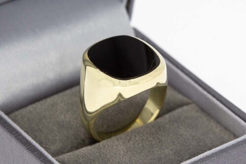 14 Karat Gold Siegelring mit Onyx - 17,9 mm