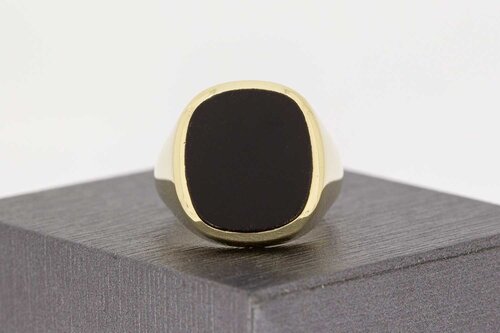 14 Karat Gold Siegelring mit Onyx - 17,9 mm