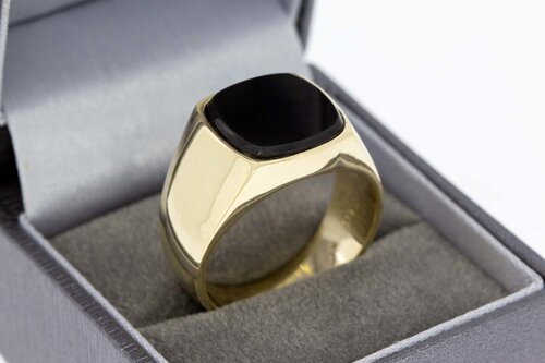 585 Goldene Onyx Siegelring - 20,7 mm