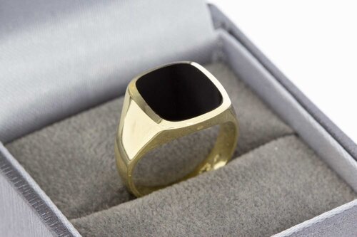 14 Karat Gelbgold Onyx Pinky Ring - 16,3 mm