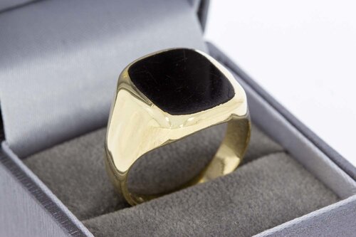 14 Karat Gold Onyx Siegelring Ring - 21,3 mm